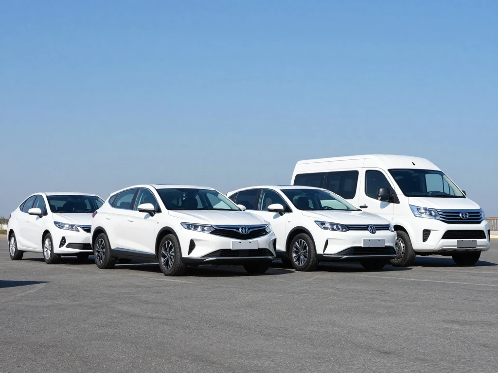 Lineup of tourist taxis and cars