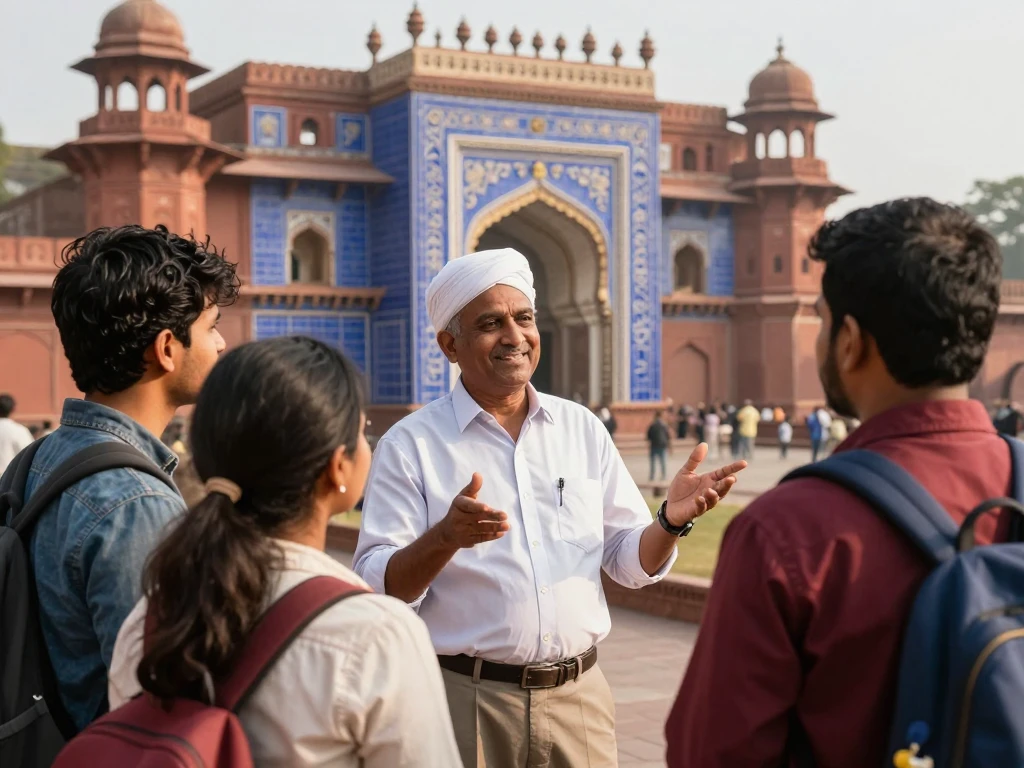 Gwalior Heritage Travels guide showing historic Gwalior Fort to travelers